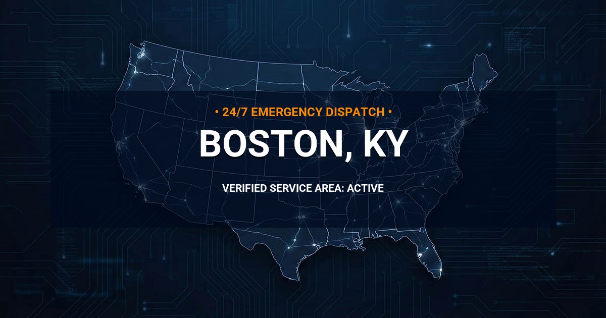 Emergency Plumbing Dispatch Map for Plumbing Services: Boston, KY