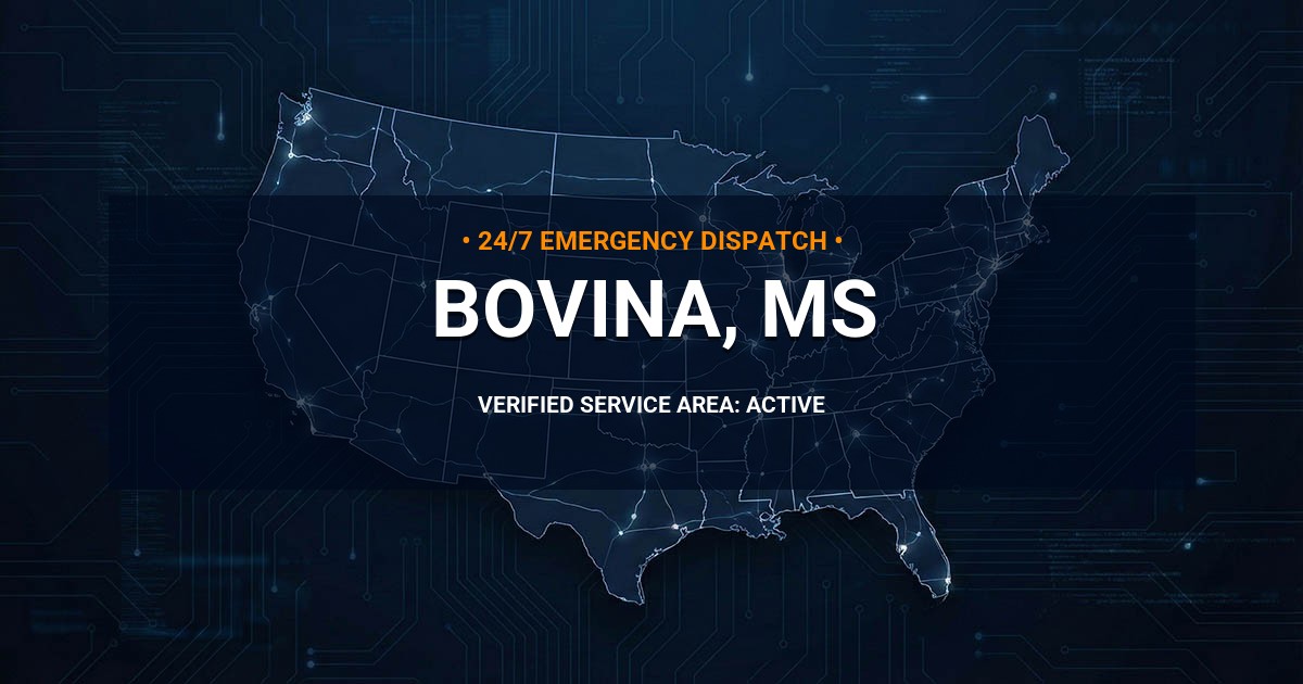 Emergency Plumbing Dispatch Map for Plumbing Services: Bovina, MS