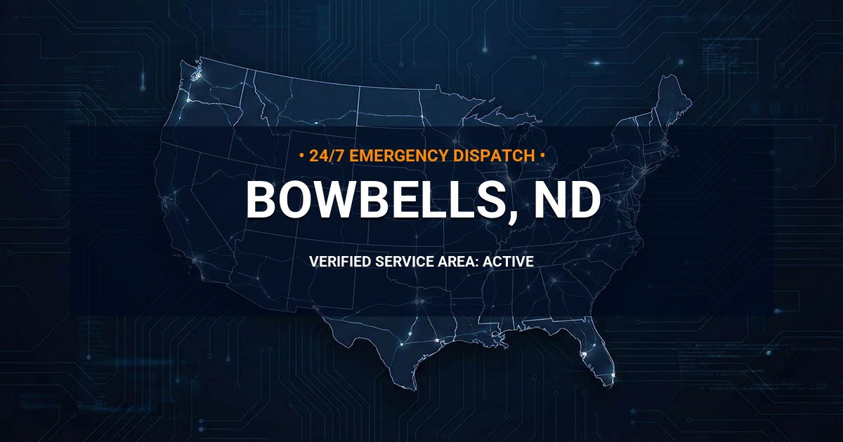 Emergency Plumbing Dispatch Map for Plumbing Services: Bowbells, ND
