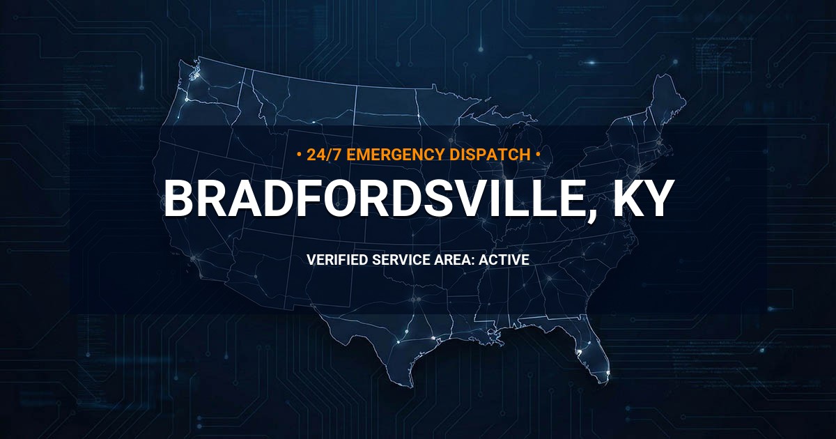 Emergency Plumbing Dispatch Map for Plumbing Services: Bradfordsville, KY