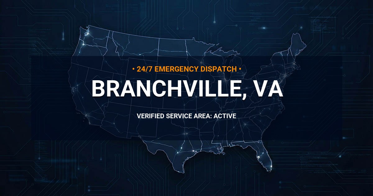 Emergency Plumbing Dispatch Map for Plumbing Services: Branchville, VA