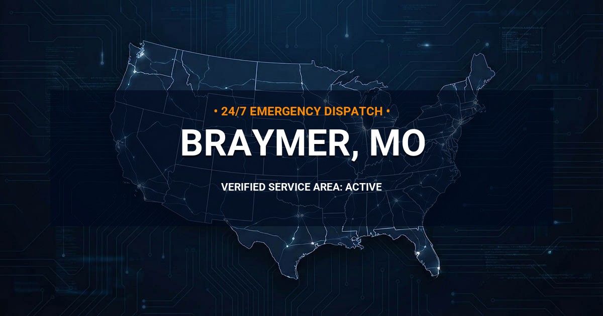 Emergency Plumbing Dispatch Map for Plumbing Services: Braymer, MO