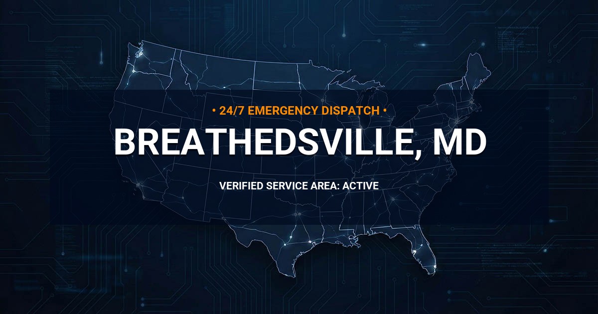 Emergency Plumbing Dispatch Map for Plumbing Services: Breathedsville, MD