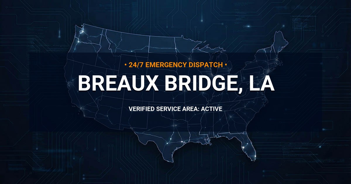 Emergency Plumbing Dispatch Map for Plumbing Services: Breaux Bridge, LA