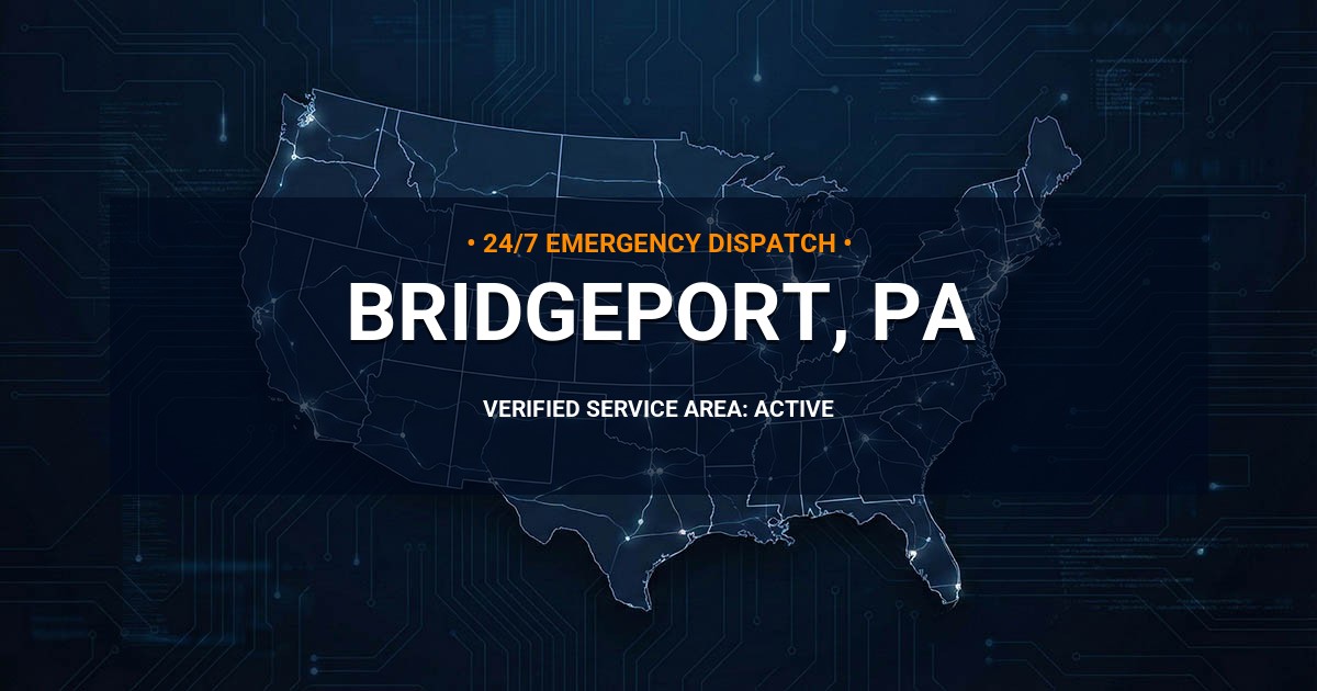 Emergency Plumbing Dispatch Map for Plumbing Services: Bridgeport, PA