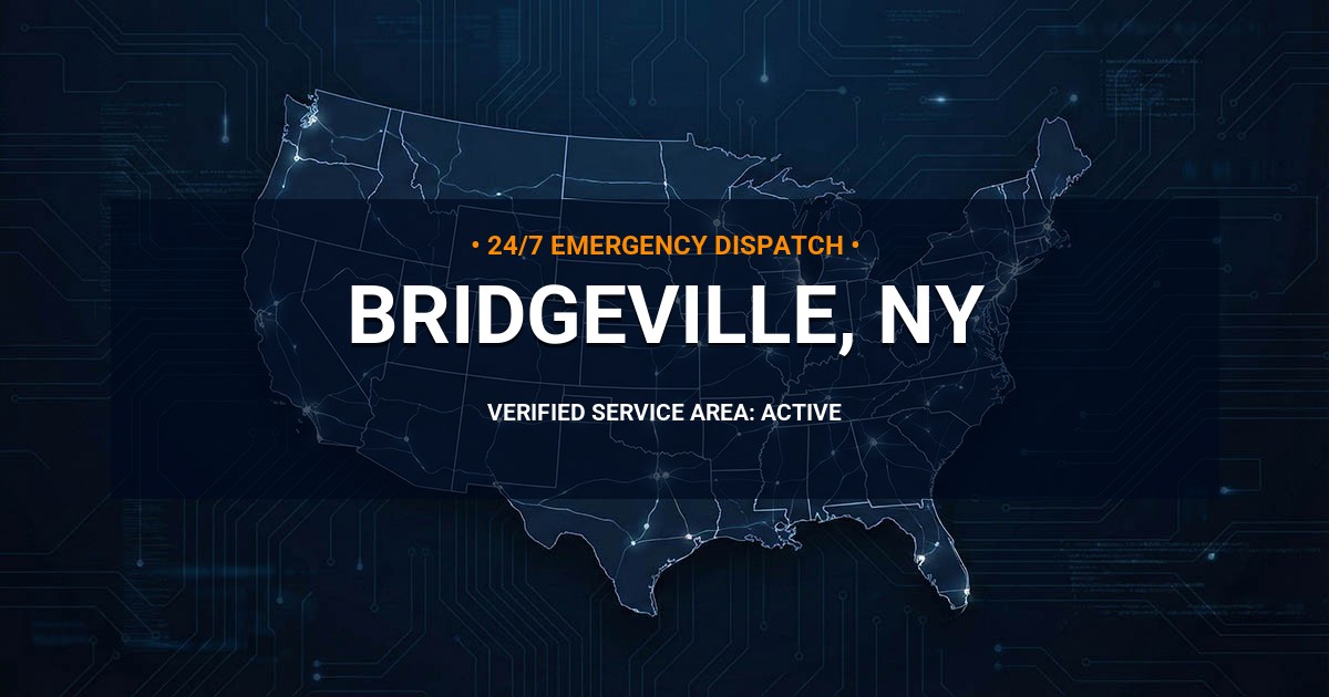 Emergency Plumbing Dispatch Map for Plumbing Services: Bridgeville, NY