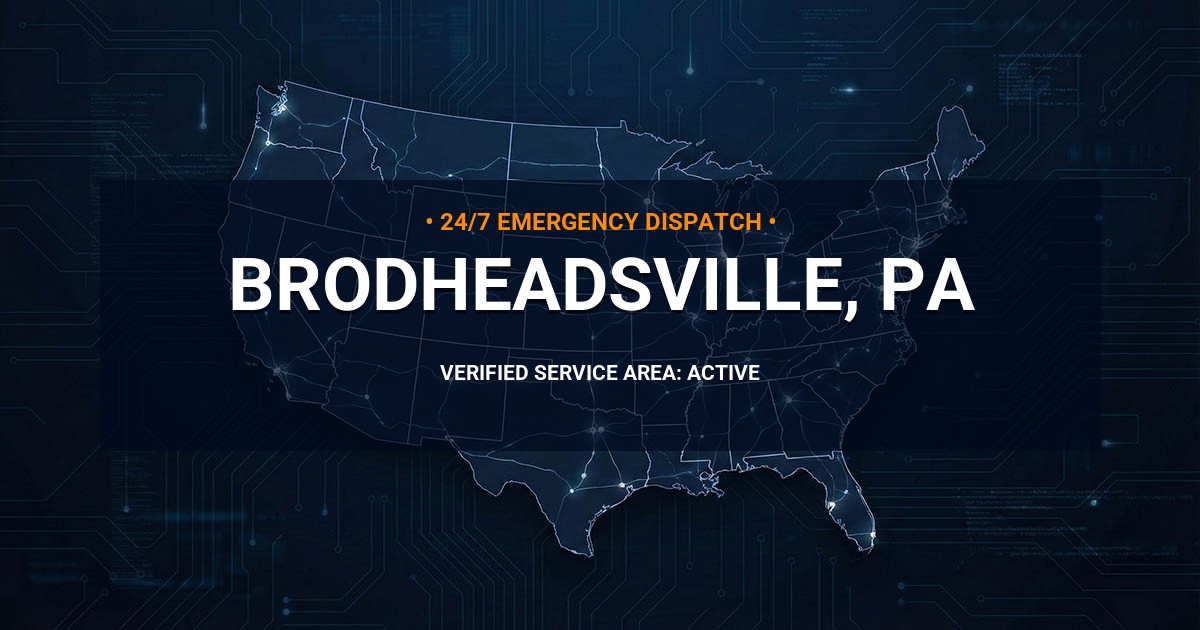 Emergency Plumbing Dispatch Map for Plumbing Services: Brodheadsville, PA