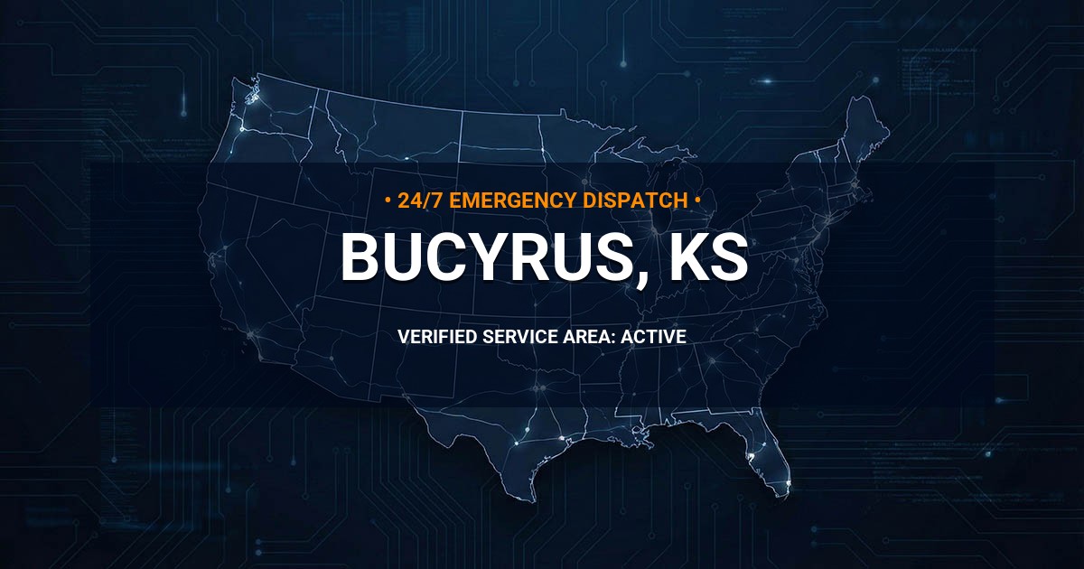 Emergency Plumbing Dispatch Map for Plumbing Services: Bucyrus, KS