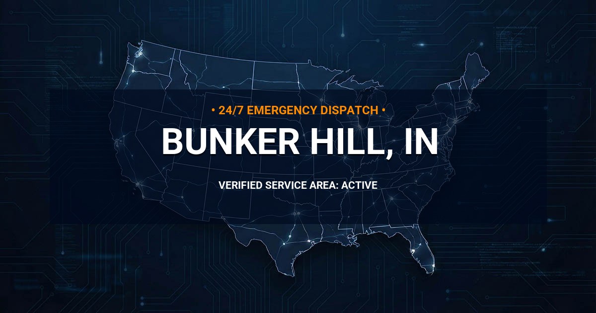 Emergency Plumbing Dispatch Map for Plumbing Services: Bunker Hill, IN
