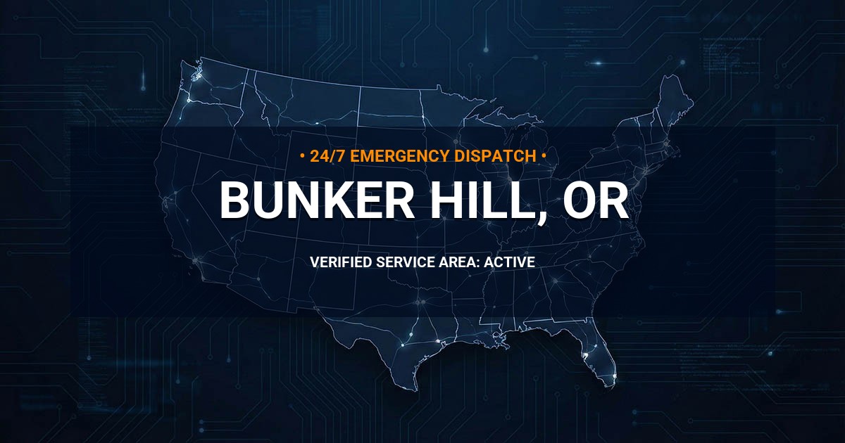 Emergency Plumbing Dispatch Map for Plumbing Services: Bunker Hill, OR