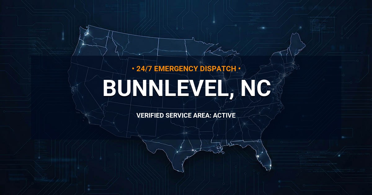 Emergency Plumbing Dispatch Map for Plumbing Services: Bunnlevel, NC