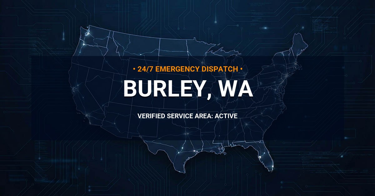 Emergency Plumbing Dispatch Map for Plumbing Services: Burley, WA