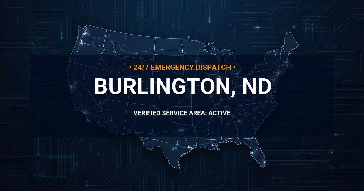 Emergency Plumbing Dispatch Map for Plumbing Services: Burlington, ND