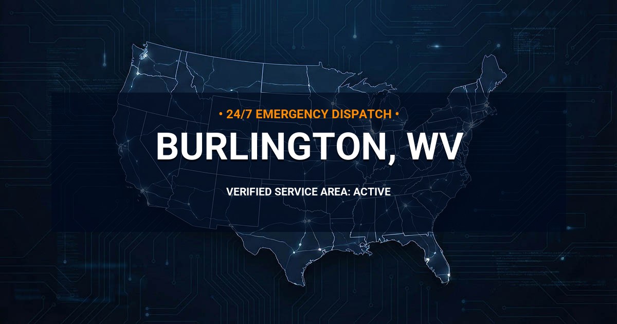 Emergency Plumbing Dispatch Map for Plumbing Services: Burlington, WV