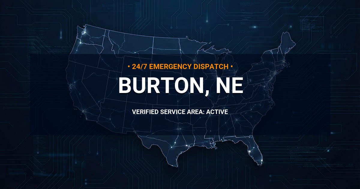 Emergency Plumbing Dispatch Map for Plumbing Services: Burton, NE
