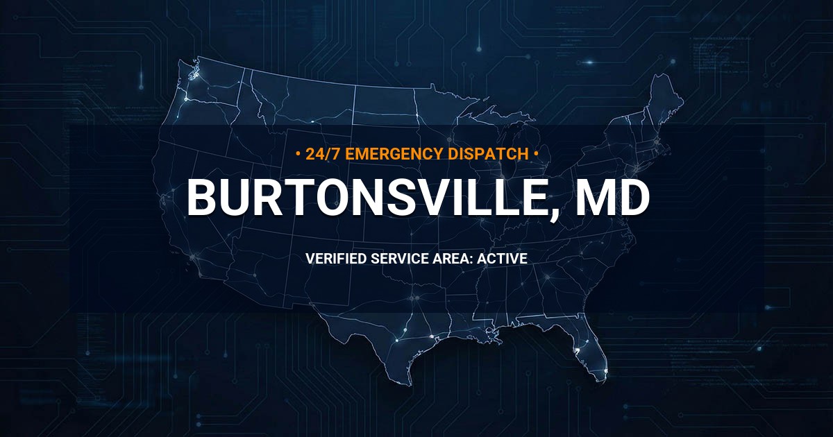 Emergency Plumbing Dispatch Map for Plumbing Services: Burtonsville, MD