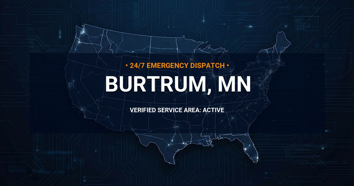 Emergency Plumbing Dispatch Map for Plumbing Services: Burtrum, MN