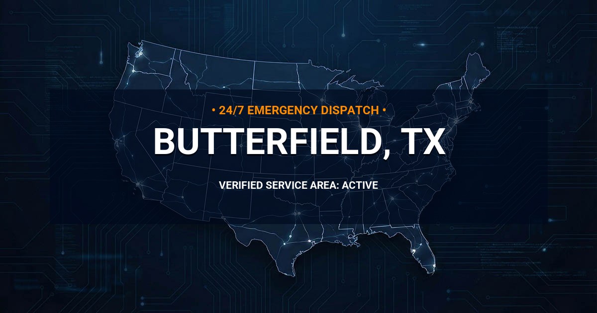Emergency Plumbing Dispatch Map for Plumbing Services: Butterfield, TX