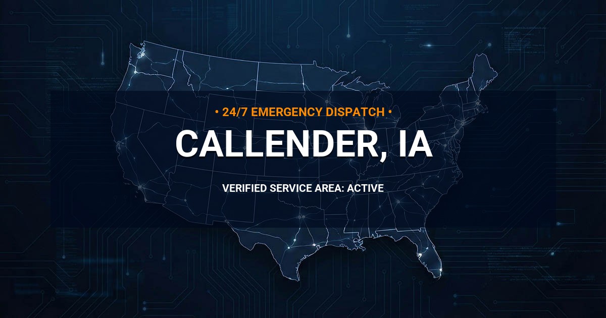 Emergency Plumbing Dispatch Map for Plumbing Services: Callender, IA