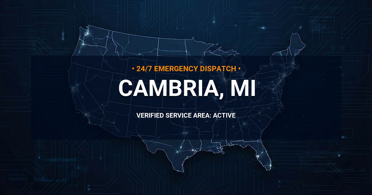 Emergency Plumbing Dispatch Map for Plumbing Services: Cambria, MI