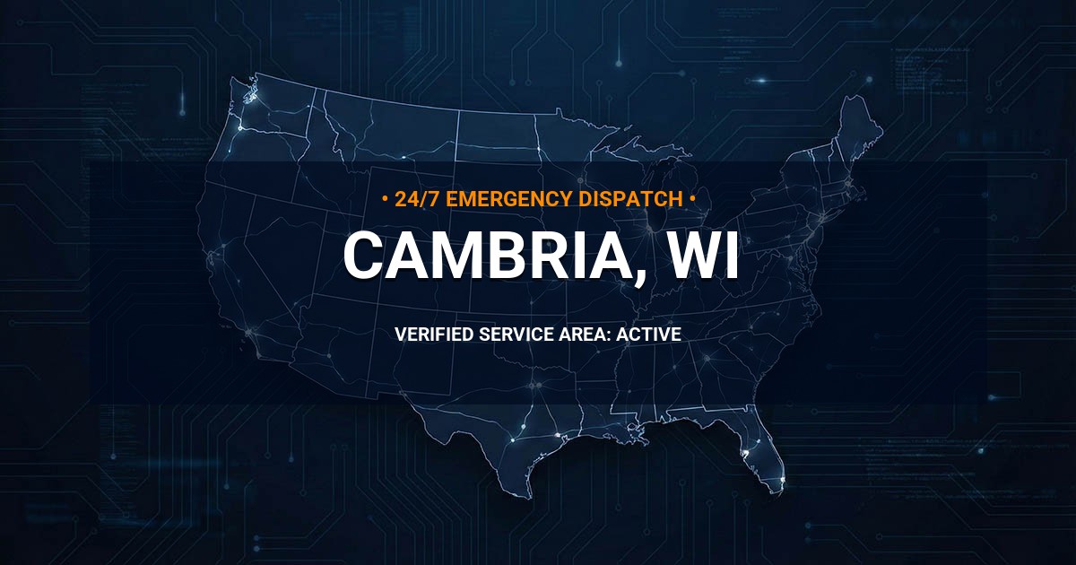Emergency Plumbing Dispatch Map for Plumbing Services: Cambria, WI