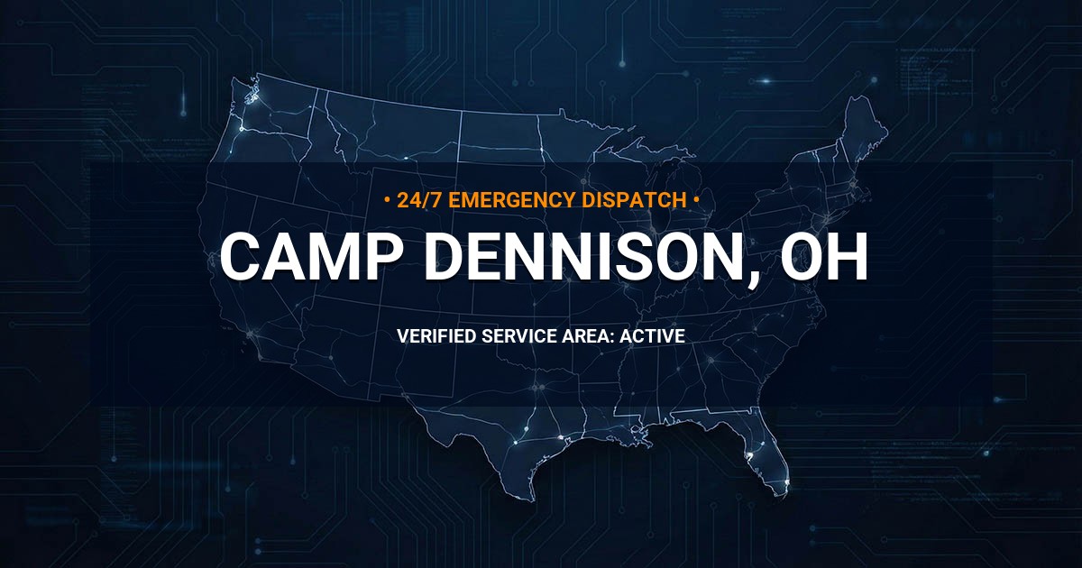Emergency Plumbing Dispatch Map for Plumbing Services: Camp Dennison, OH