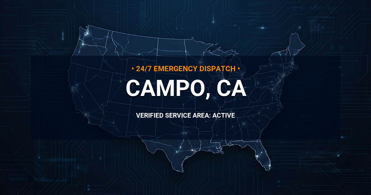 Emergency Plumbing Dispatch Map for Plumbing Services: Campo, CA