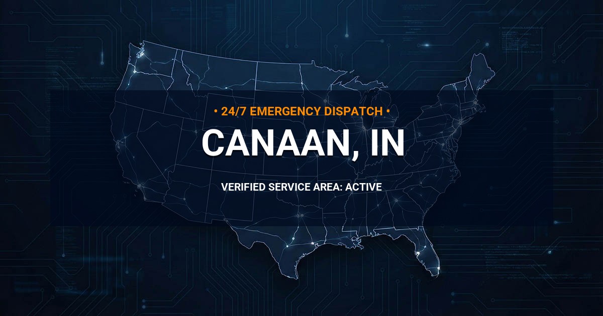 Emergency Plumbing Dispatch Map for Plumbing Services: Canaan, IN
