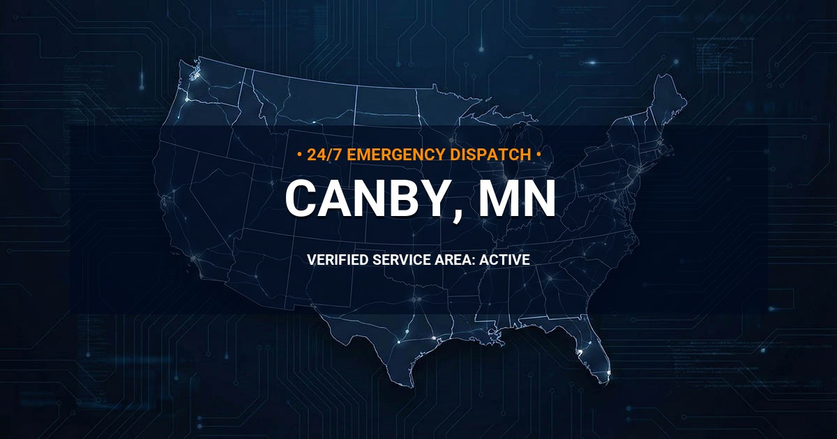Emergency Plumbing Dispatch Map for Plumbing Services: Canby, MN
