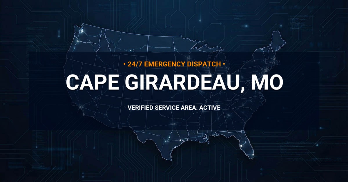 Emergency Plumbing Dispatch Map for Plumbing Services: Cape Girardeau, MO