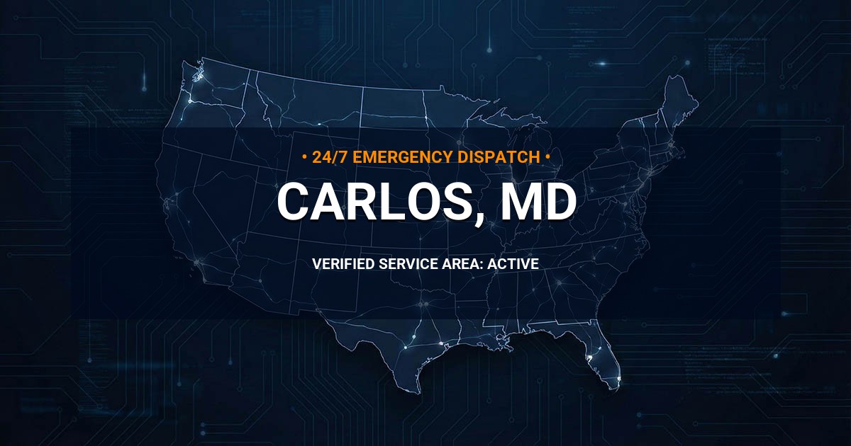 Emergency Plumbing Dispatch Map for Plumbing Services: Carlos, MD