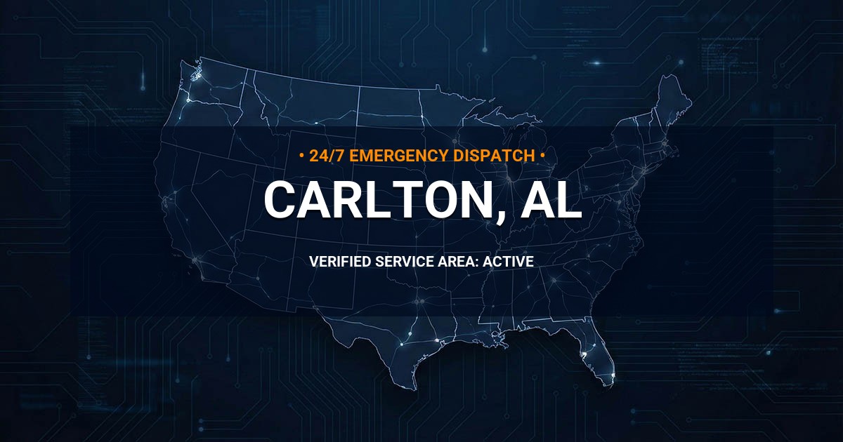 Emergency Plumbing Dispatch Map for Plumbing Services: Carlton, AL