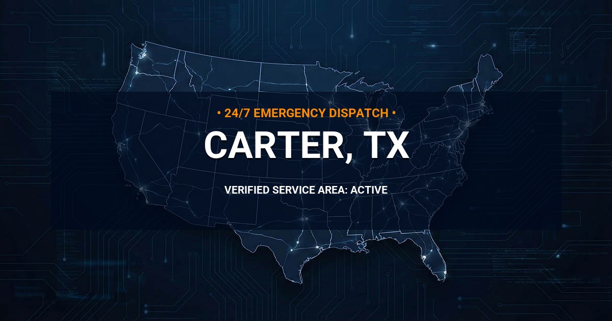 Emergency Plumbing Dispatch Map for Plumbing Services: Carter, TX