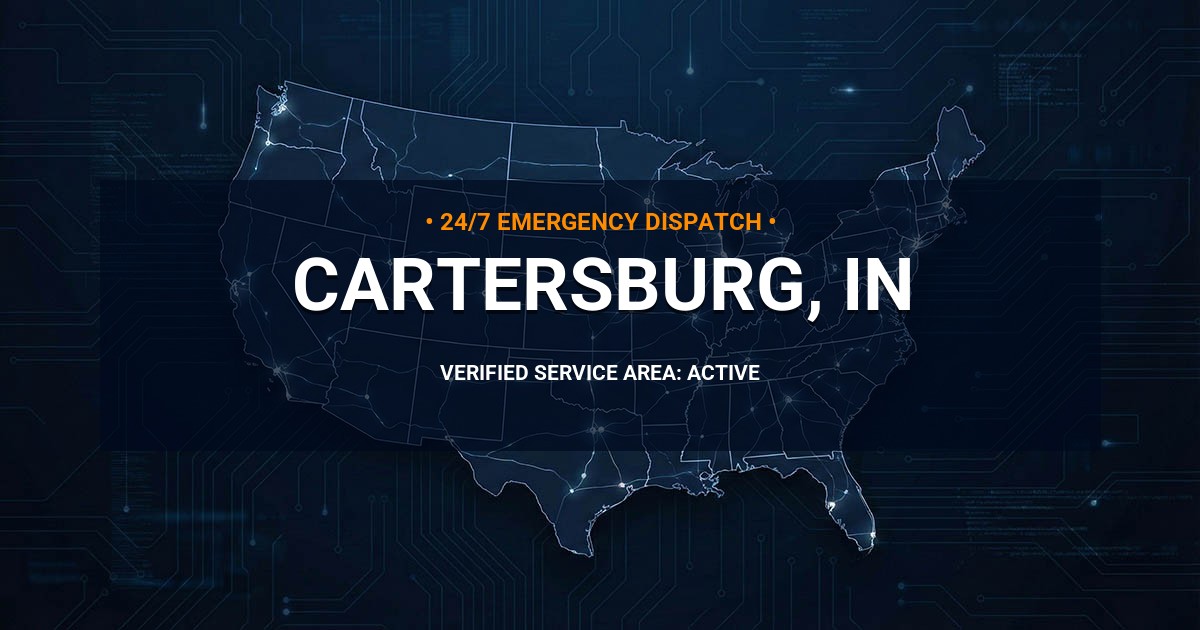 Emergency Plumbing Dispatch Map for Plumbing Services: Cartersburg, IN