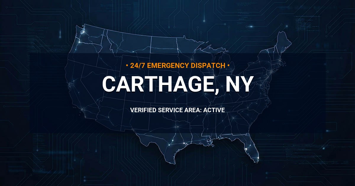 Emergency Plumbing Dispatch Map for Plumbing Services: Carthage, NY