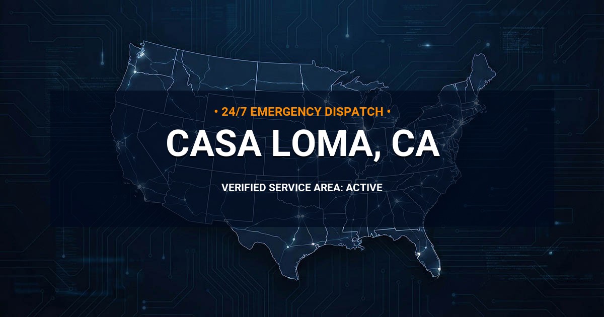 Emergency Plumbing Dispatch Map for Plumbing Services: Casa Loma, CA