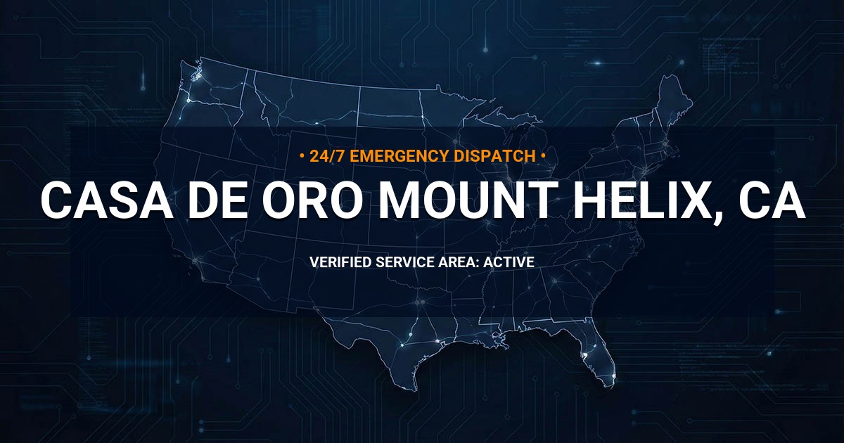 Emergency Plumbing Dispatch Map for Plumbing Services: Casa de Oro-Mount Helix, CA