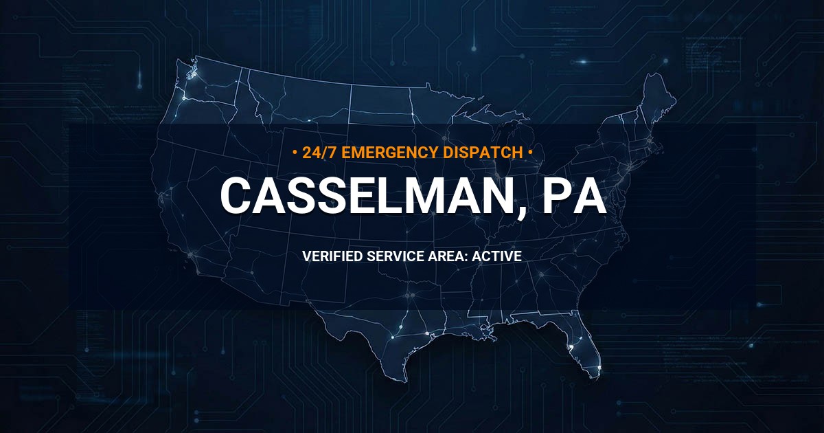 Emergency Plumbing Dispatch Map for Plumbing Services: Casselman, PA