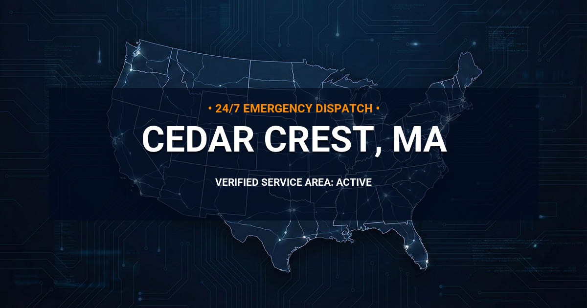 Emergency Plumbing Dispatch Map for Plumbing Services: Cedar Crest, MA