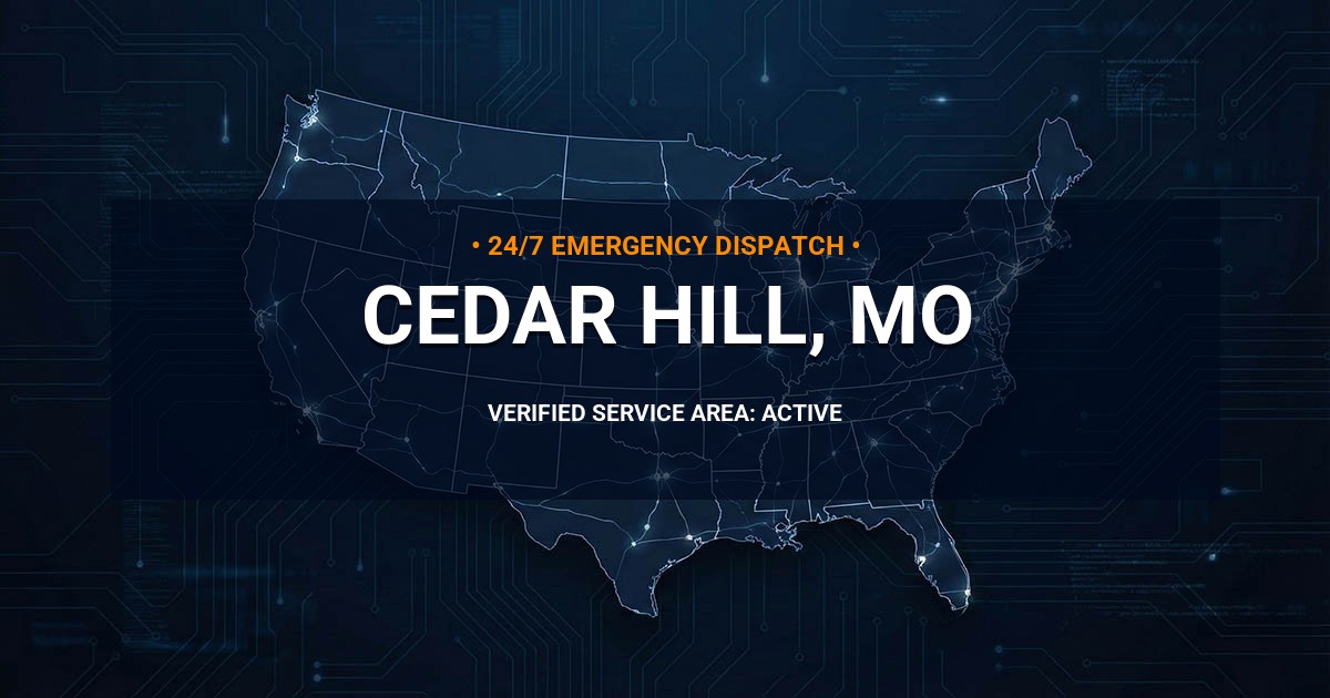 Emergency Plumbing Dispatch Map for Plumbing Services: Cedar Hill, MO