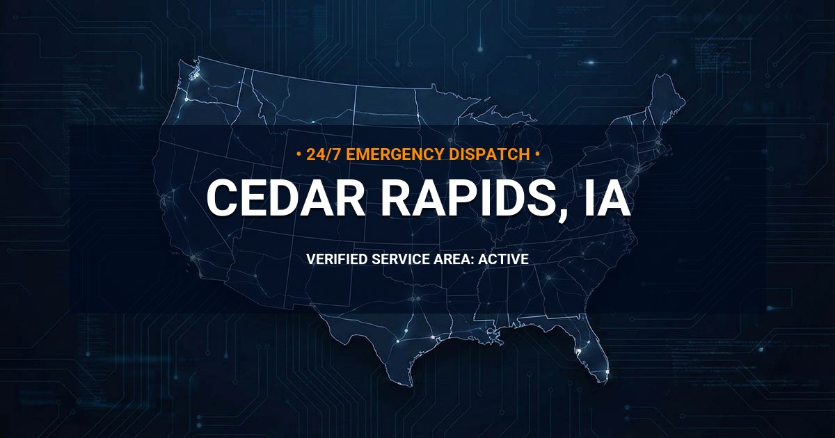 Emergency Plumbing Dispatch Map for Plumbing Services: Cedar Rapids, IA