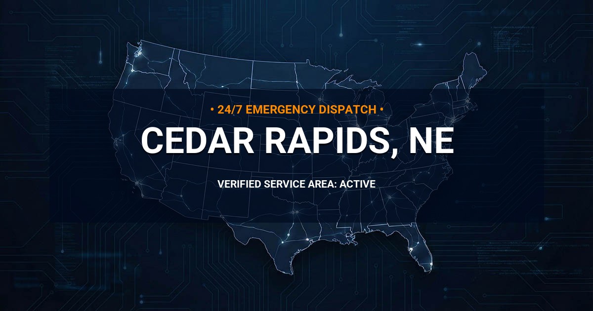 Emergency Plumbing Dispatch Map for Plumbing Services: Cedar Rapids, NE