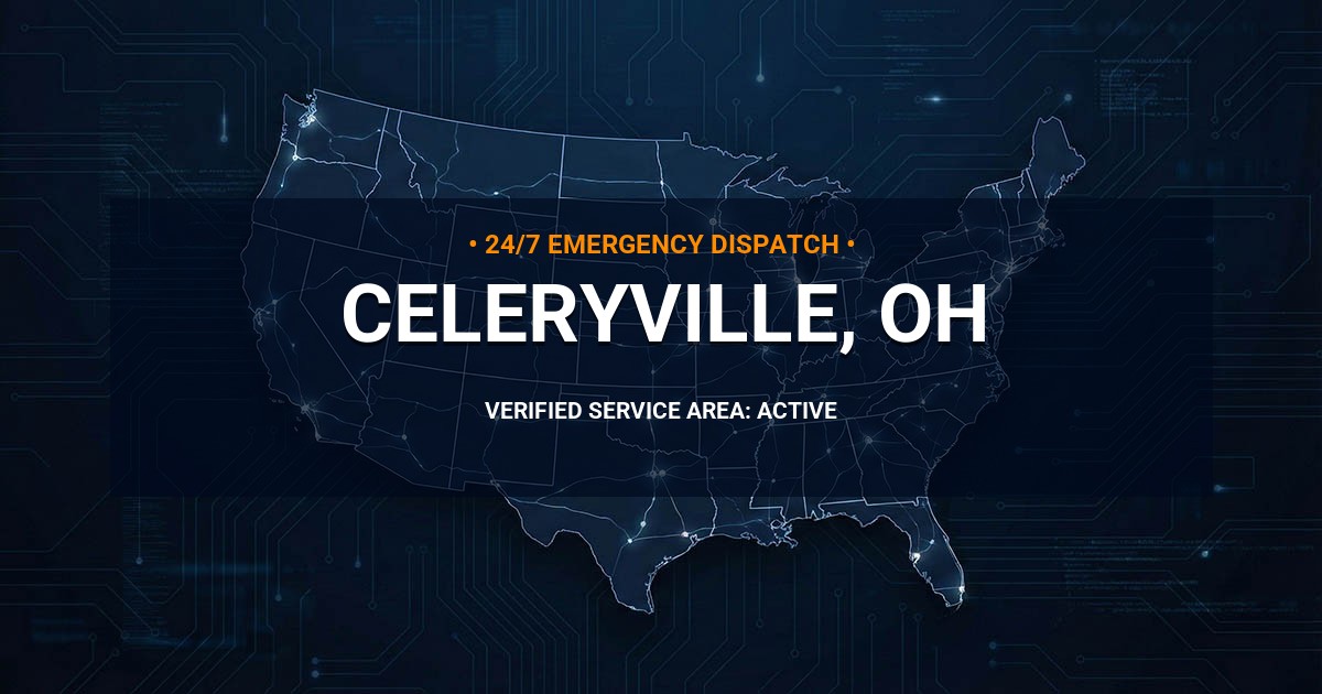Emergency Plumbing Dispatch Map for Plumbing Services: Celeryville, OH