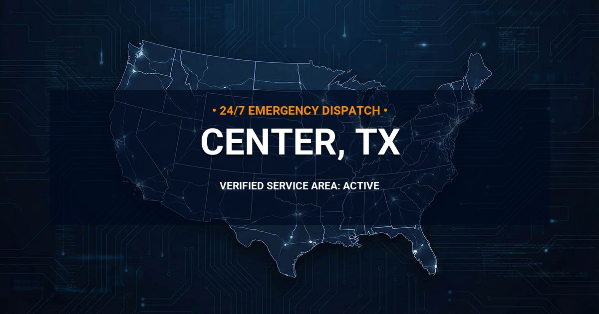 Emergency Plumbing Dispatch Map for Plumbing Services: Center, TX