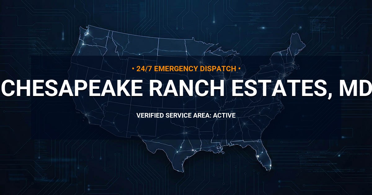Emergency Plumbing Dispatch Map for Plumbing Services: Chesapeake Ranch Estates, MD