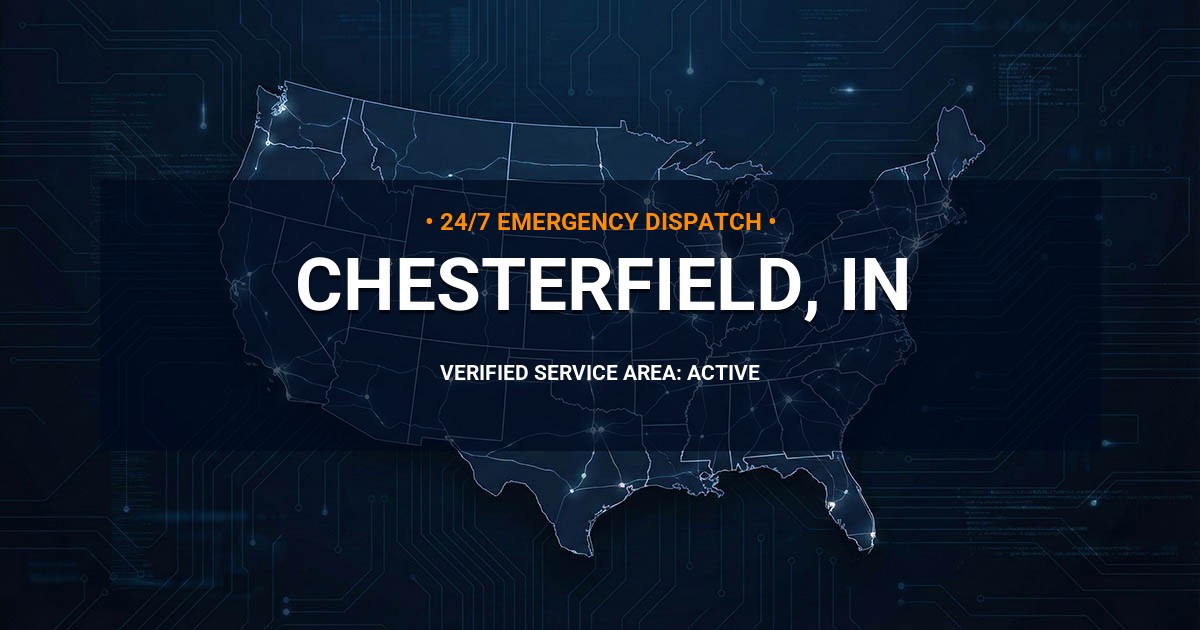Emergency Plumbing Dispatch Map for Plumbing Services: Chesterfield, IN