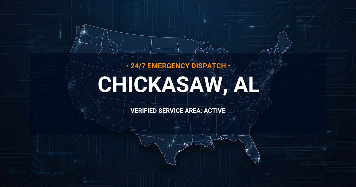 Emergency Plumbing Dispatch Map for Plumbing Services: Chickasaw, AL