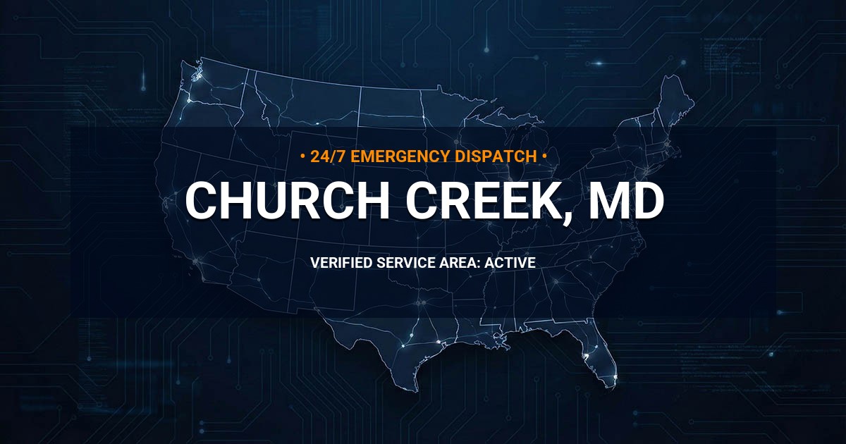 Emergency Plumbing Dispatch Map for Plumbing Services: Church Creek, MD