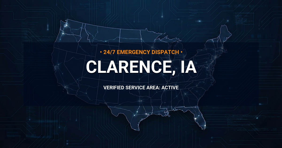 Emergency Plumbing Dispatch Map for Plumbing Services: Clarence, IA