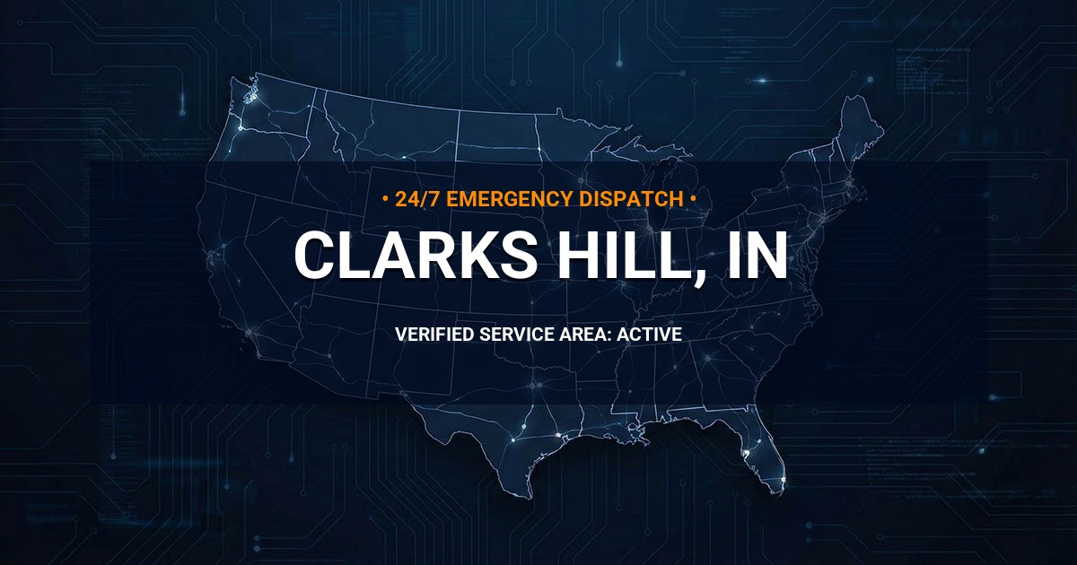 Emergency Plumbing Dispatch Map for Plumbing Services: Clarks Hill, IN